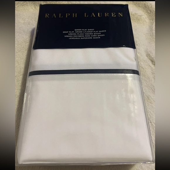 Ralph Lauren Bedding Ralph Lauren Palmer Percale White Navy Queen
